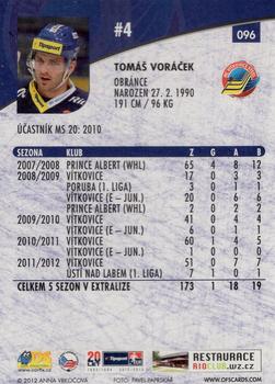 2012-13 Czech OFS Plus #096 Tomas Voracek Back