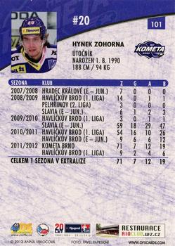 2012-13 Czech OFS Plus #101 Hynek Zohorna Back