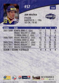 2012-13 Czech OFS Plus #104 Jan Hruska Back