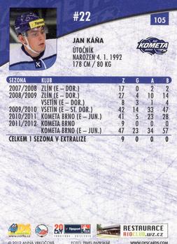 2012-13 Czech OFS Plus #105 Jan Kana Back