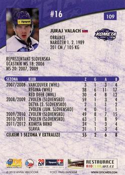 2012-13 Czech OFS Plus #109 Juraj Valach Back
