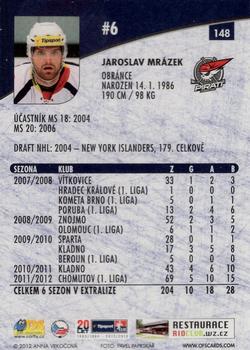 2012-13 Czech OFS Plus #148 Jaroslav Mrazek Back