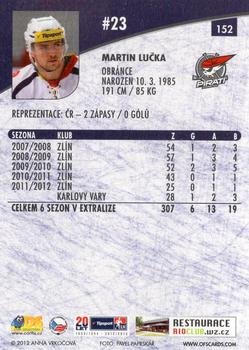 2012-13 Czech OFS Plus #152 Martin Lucka Back