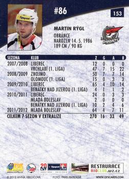 2012-13 Czech OFS Plus #153 Martin Rygl Back