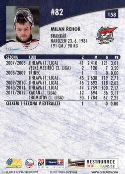 2012-13 Czech OFS Plus #158 Milan Rehor Back