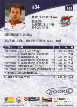 2012-13 Czech OFS Plus #165 Matus Kostur Back
