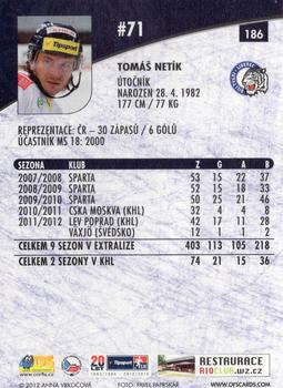 2012-13 Czech OFS Plus #186 Tomas Netik Back