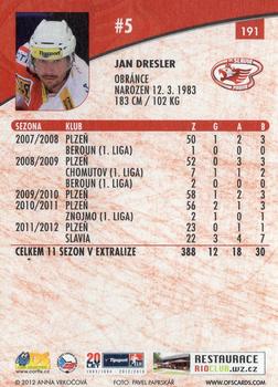 2012-13 Czech OFS Plus #191 Jan Dresler Back