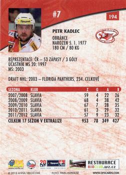 2012-13 Czech OFS Plus #194 Petr Kadlec Back