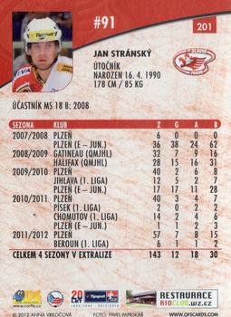 2012-13 Czech OFS Plus #201 Jan Stransky Back