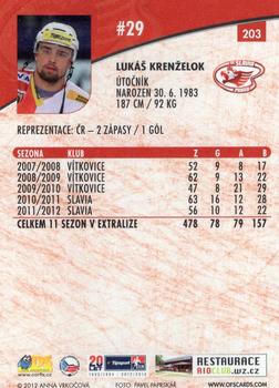 2012-13 Czech OFS Plus #203 Lukas Krenzelok Back
