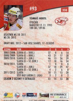 2012-13 Czech OFS Plus #208 Tomas Hertl Back