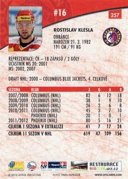2012-13 Czech OFS Plus #257 Rostislav Klesla Back