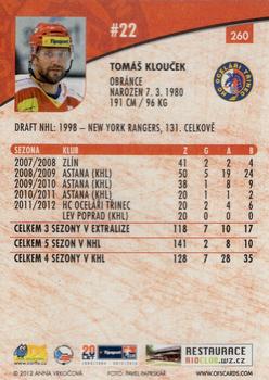 2012-13 Czech OFS Plus #260 Tomas Kloucek Back