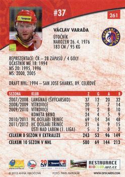 2012-13 Czech OFS Plus #261 Vaclav Varada Back
