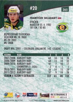 2012-13 Czech OFS Plus #265 Frantisek Skladany Back