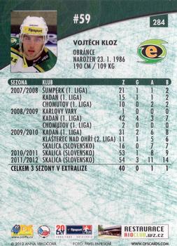 2012-13 Czech OFS Plus #284 Vojtech Kloz Back