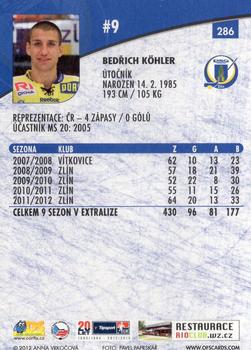 2012-13 Czech OFS Plus #286 Bedrich Kohler Back