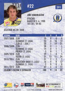 2012-13 Czech OFS Plus #291 Jiri Ondracek Back