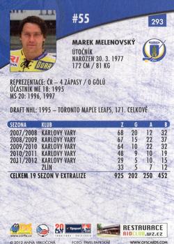 2012-13 Czech OFS Plus #293 Marek Melenovsky Back