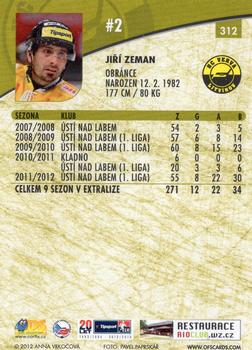 2012-13 Czech OFS Plus #312 Jiri Zeman Back