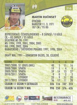 2012-13 Czech OFS Plus #316 Martin Rucinsky Back