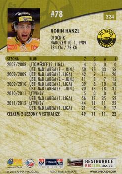 2012-13 Czech OFS Plus #324 Robin Hanzl Back