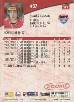 2012-13 Czech OFS Plus #379 Tomas Rousek Back
