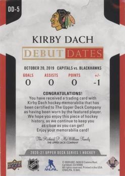 2020-21 Upper Deck - Debut Dates Jersey #DD-5 Kirby Dach Back