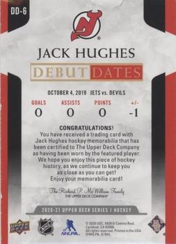 2020-21 Upper Deck - Debut Dates Jersey #DD-6 Jack Hughes Back