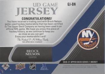 2020-21 Upper Deck - UD Game Jersey #GJ-BN Brock Nelson Back