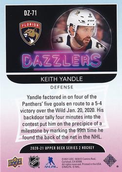 2020-21 Upper Deck - Dazzlers #DZ-71 Keith Yandle Back