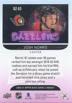 2020-21 Upper Deck - Dazzlers #DZ-83 Josh Norris Back