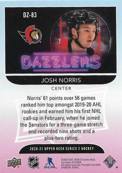 2020-21 Upper Deck - Dazzlers Green #DZ-83 Josh Norris Back