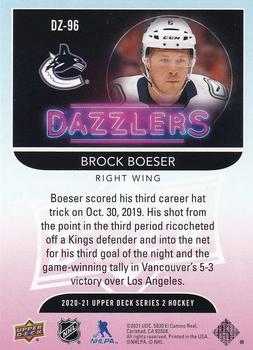 2020-21 Upper Deck - Dazzlers Green #DZ-96 Brock Boeser Back