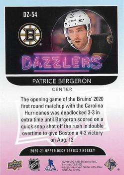 2020-21 Upper Deck - Dazzlers Orange #DZ-54 Patrice Bergeron Back