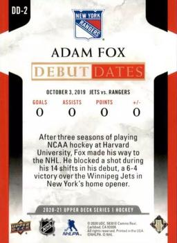 2020-21 Upper Deck - Debut Dates #DD-2 Adam Fox Back