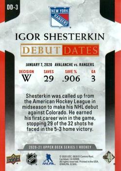 2020-21 Upper Deck - Debut Dates #DD-3 Igor Shesterkin Back