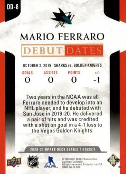 2020-21 Upper Deck - Debut Dates #DD-8 Mario Ferraro Back