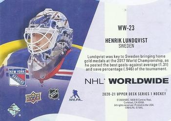 2020-21 Upper Deck - NHL Worldwide #WW-23 Henrik Lundqvist Back