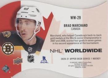 2020-21 Upper Deck - NHL Worldwide Die Cuts #WW-29 Brad Marchand Back