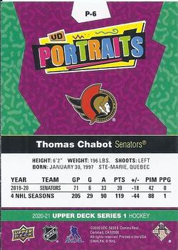 2020-21 Upper Deck - UD Portraits #P-6 Thomas Chabot Back