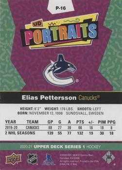 2020-21 Upper Deck - UD Portraits Gold #P-16 Elias Pettersson Back