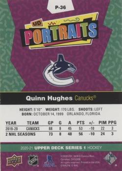 2020-21 Upper Deck - UD Portraits Gold #P-36 Quinn Hughes Back