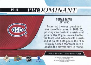 2020-21 Upper Deck - Predominant Gold #PR-11 Tomas Tatar Back