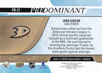 2020-21 Upper Deck - Predominant Gold #PR-21 John Gibson Back