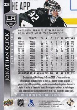 2020-21 Upper Deck - French #338 Jonathan Quick Back