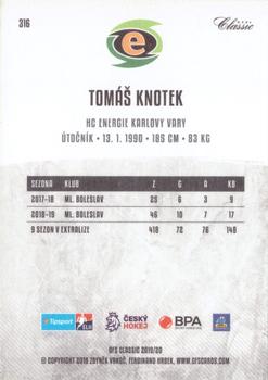 2019-20 OFS Classic #316 Tomas Knotek Back
