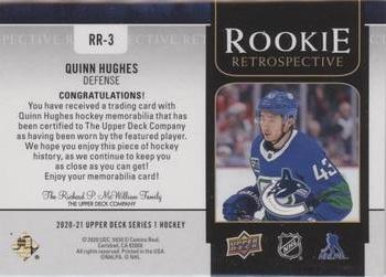2020-21 Upper Deck - Rookie Retrospective Patch #RR-3 Quinn Hughes Back