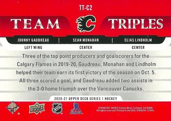 2020-21 Upper Deck - Team Triples #TT-C2 Johnny Gaudreau / Sean Monahan / Elias Lindholm Back